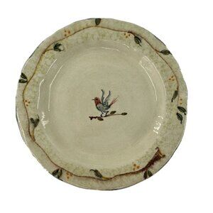 VIETRI ETRUSCA ITALY HAND PAINT DINNER PLATES 11.5" BIRD‎ BEIGE